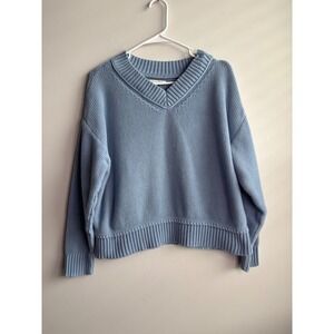 American Eagle Blue V-Neck Sweater Women‎ Size S
